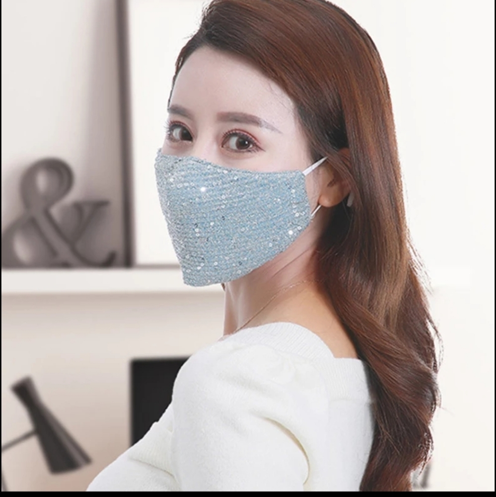 Quality Sequins Adult face mask Blue